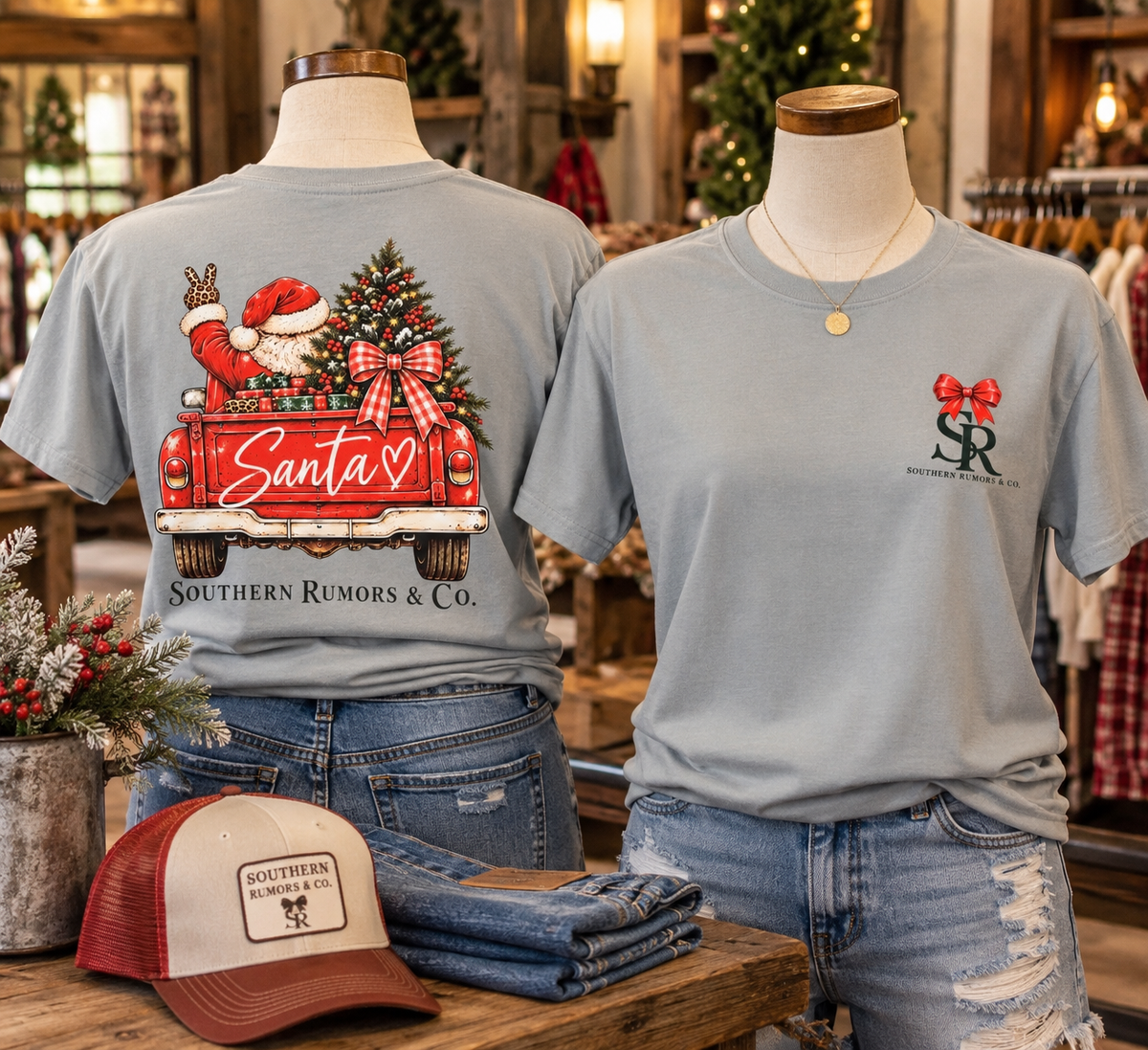 Peace Out Santa Vintage Truck Christmas Tee | Southern Rumors & Co.