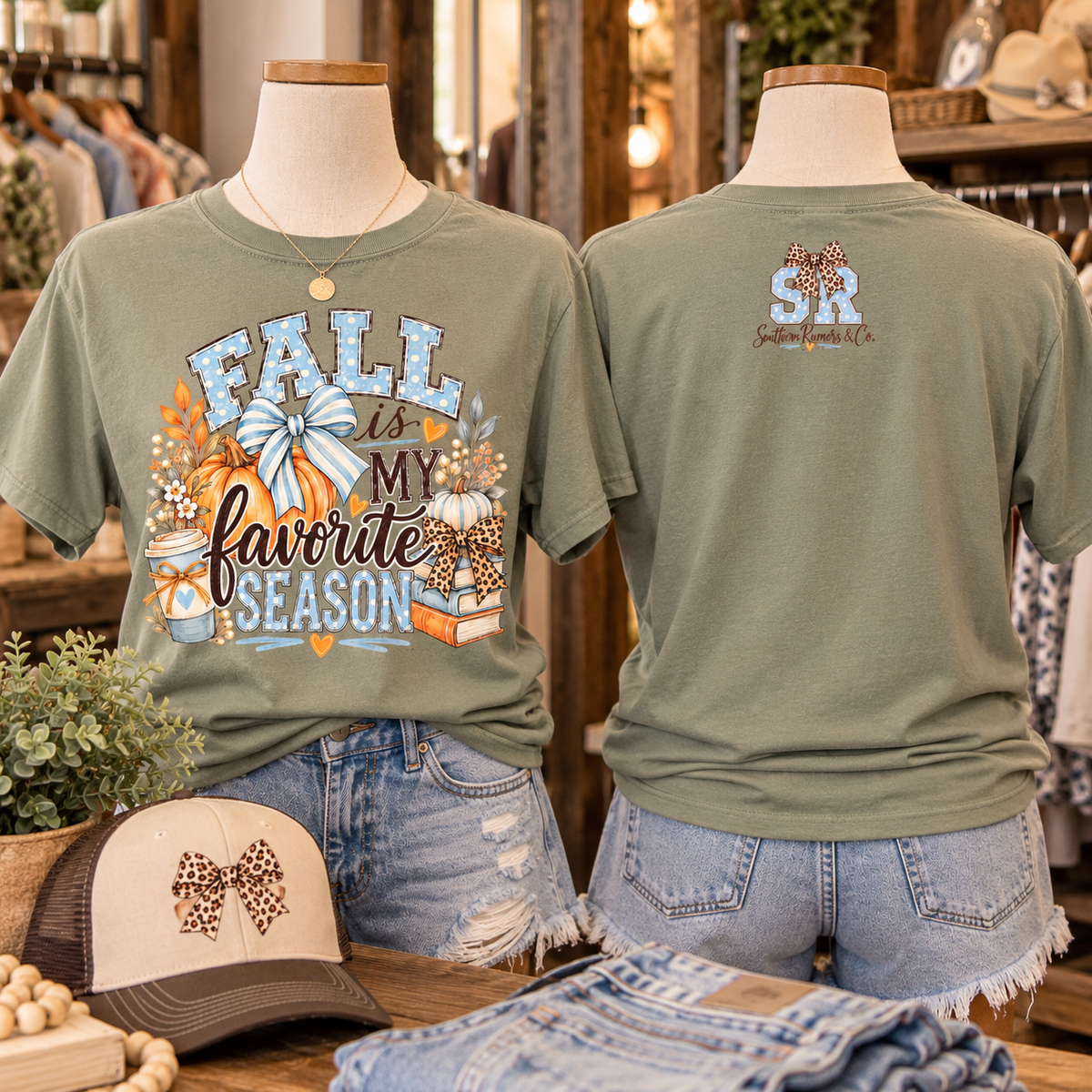 Fall Is My Favorite Season Pumpkin & Bow Graphic Tee