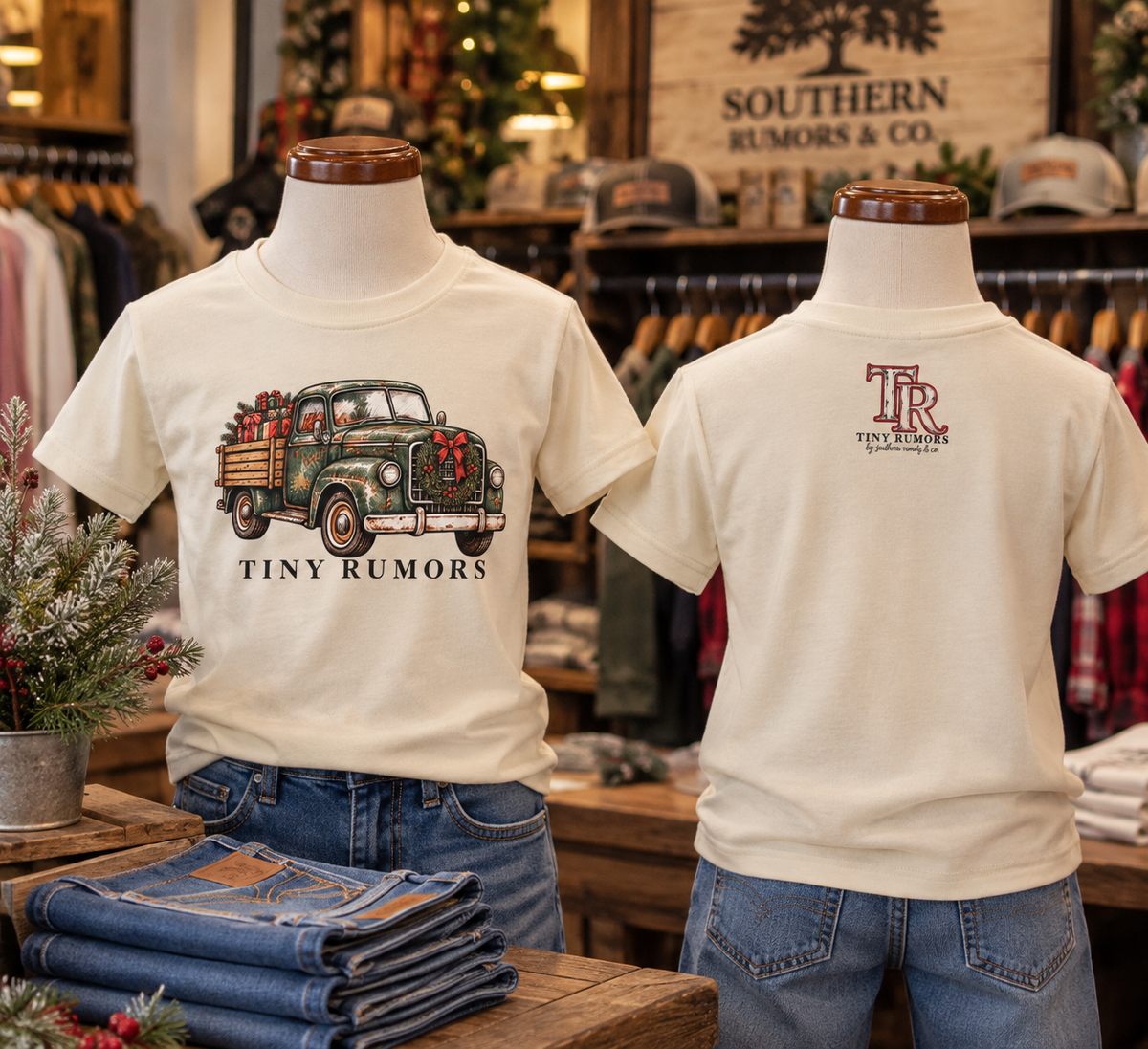 Vintage Christmas Truck Youth Tee | Tiny Rumors